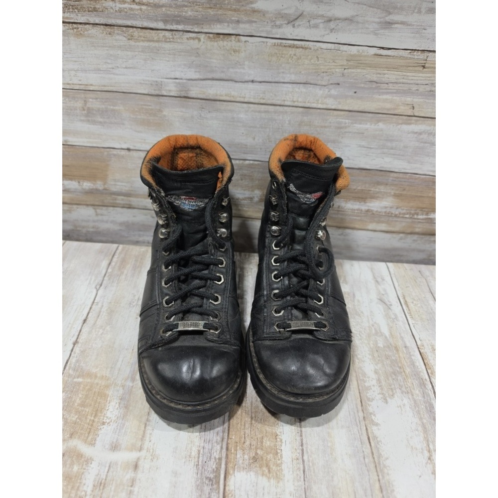 Harley-Davidson Lauderdale Black Leather Biker Boots Vintage 1995 Womens 7.5